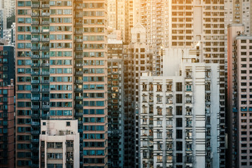 Fototapeta na wymiar skysraper buildings and city skyline of Hong Kong