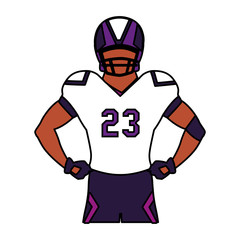 man team player american football with uniform on white background