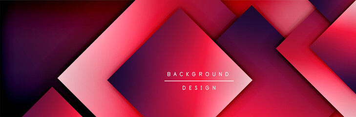 Square shapes composition geometric abstract background. 3D shadow effects and fluid gradients. Modern overlapping forms