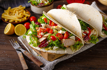 Tortilla chicken with french fries