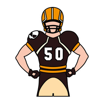 man team player american football with uniform on white background
