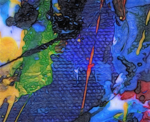 Macro detailed splashes and strokes of oil brush on paper. Simple colorful bright pattern. Old vintage rough texture. HQ design pattern. Shape close up painting.