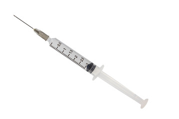hypodermic syringe on white background