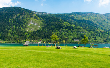 Spring landscape on Lake Molveno