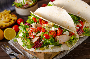 Tortilla chicken with french fries