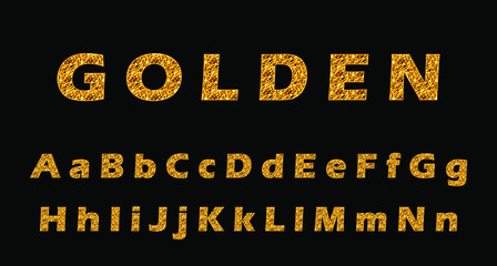shining textured golden font set