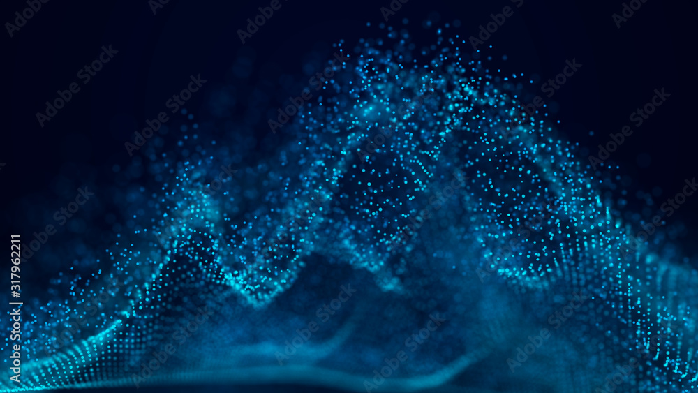 Aufkleber Technological wave of points. Digital background. Great data visualization.
