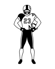 man team player american football with uniform on white background