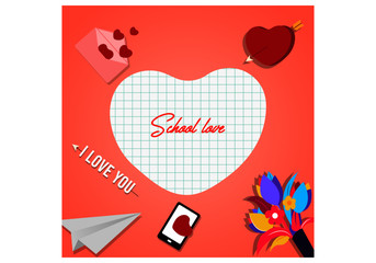 school love. I love you. Valentines Day Minimal Poster Vector Illustration