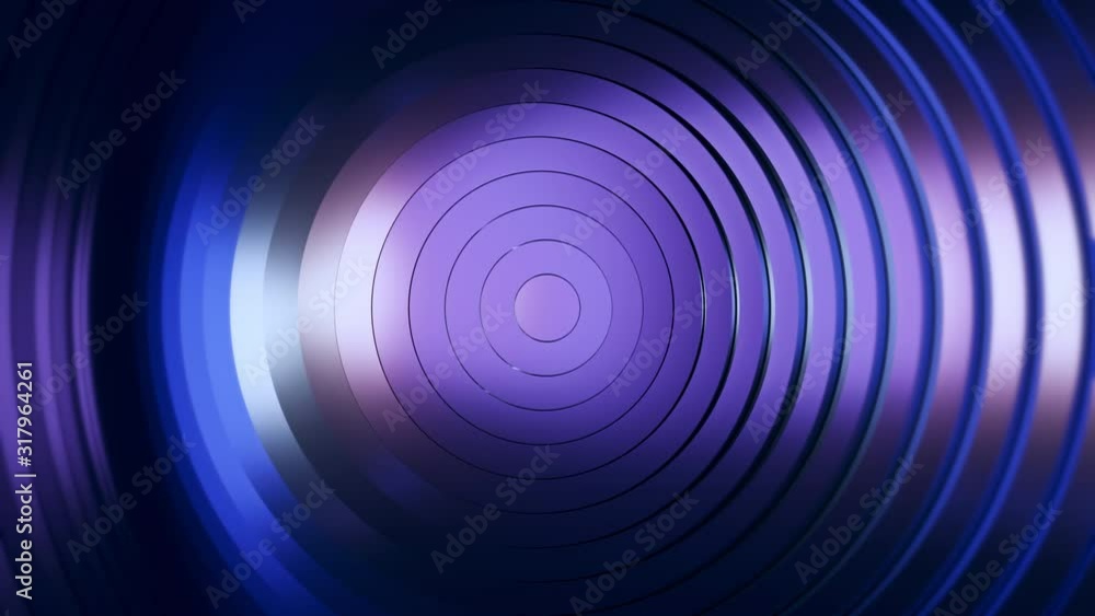 Poster abstract pattern of circles with the effect of displacement. modern blue light. clean rings animatio