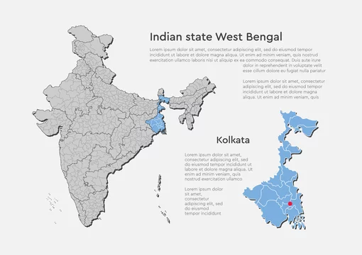 Indian West Bengal Map India Country Map West Bengal State Template Stock Vector | Adobe Stock
