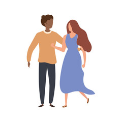 young couple avatar character icons vector illustration design