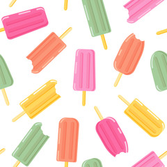 Ice cream and frozen juice. Summer background. Seamless vector pattern.