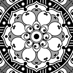 Mandala decorative ornament. Can be used for greeting card, phone case print, etc. Hand drawn background