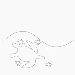 Gordijnen Turtles family swim on ocean vector illustration © Keya