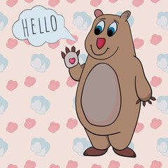 Hand Drawn Bear. Doodle Vector. Kawaii animal. Love and Valentines day in the style of childrens
