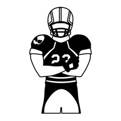 man team player american football with uniform on white background