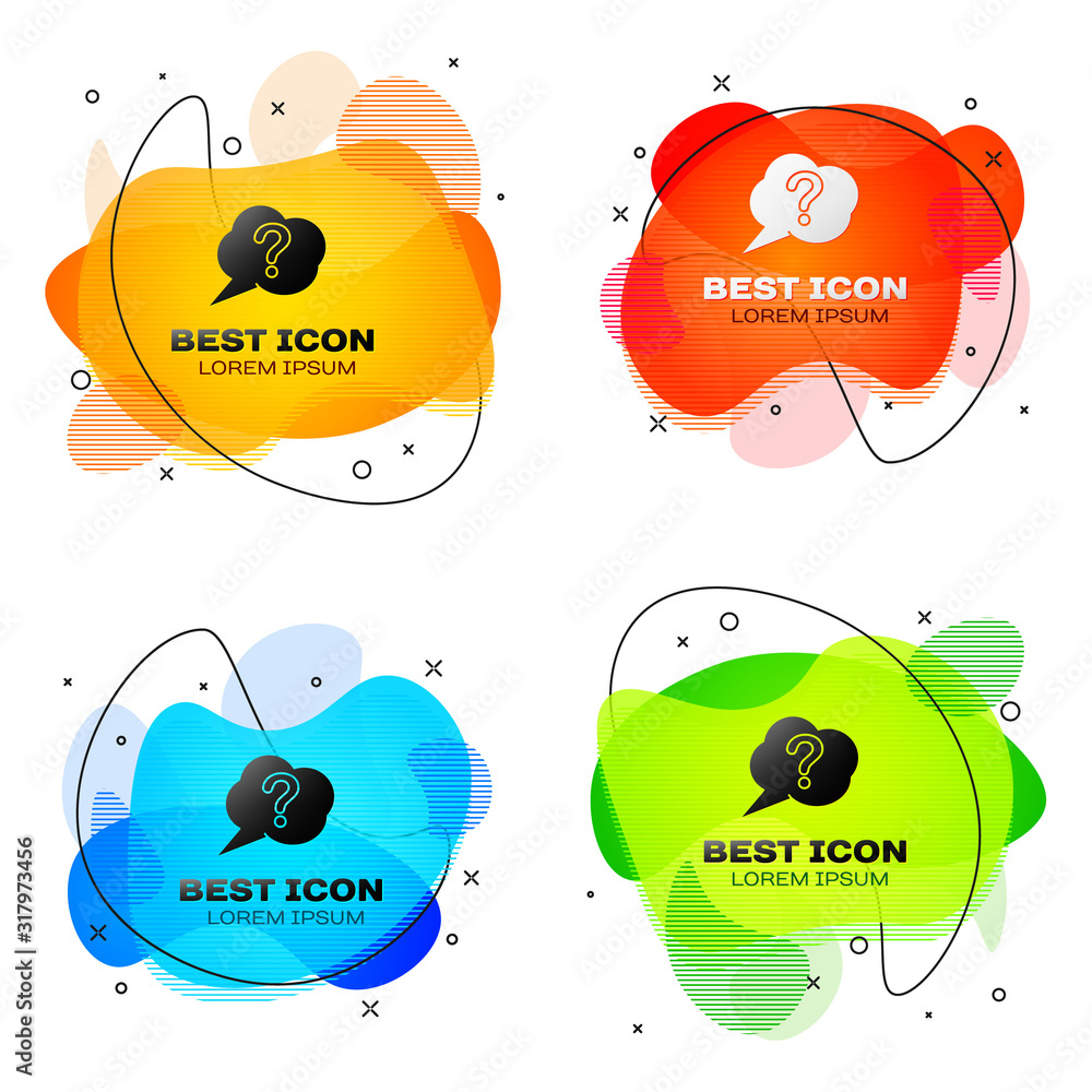 Poster black speech bubble and question icon isolated on white background. faq sign. copy files, chat speec