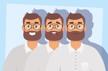 group of men with beard avatars characters