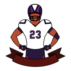 man player american football with ribbon on white background