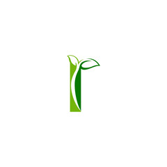 Combination of green leaf and initial letters I logo design vectors