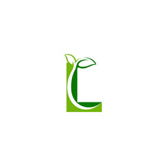 Fototapeta na wymiar Combination of green leaf and initial letters L logo design vectors
