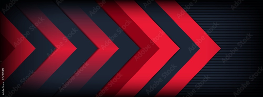 Poster abstract arrow dark overlap layers background with red design