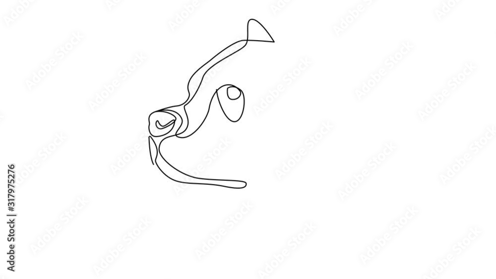 Poster self drawing simple animation of single continuous one line drawing pitbull. pit bull dog head drawi