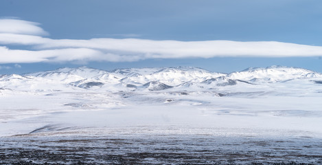 Snowy mountainsi n Northwest Territories Canada