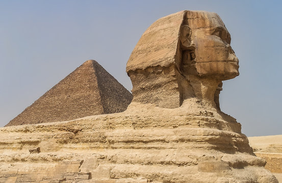 VIEW OF Sphinx And Pyramid