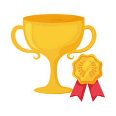 Isolated trophy and seal stamp vector design