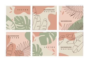 Vector set design colorful jungle templates backgrounds - social media story wallpapers. Can be used like banners, posters, cover design templates.