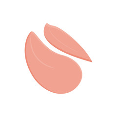 Raw chicken breasts. Chicken fillet isolated on white background. Fresh chicken or turkey meat without bones. Skinless chicken or turkey meat. Whole uncooked. Vector illustration, flat style, clip art