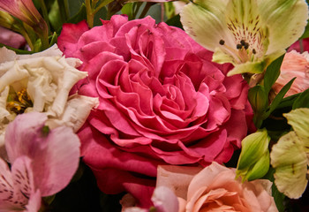 rosebud in a bouquet of flowers