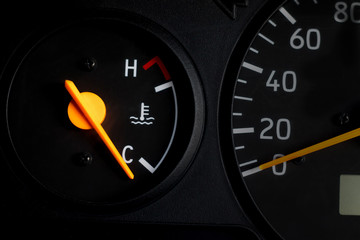 old car dashboard. There are alerts to see the system of cars.