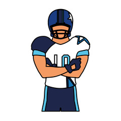 man team player american football with uniform on white background