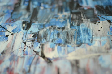White Blue and deep reed abstract paint strokes