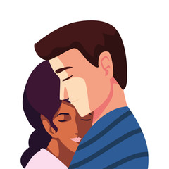 couple of people in love, man and woman embracing each other affectionately