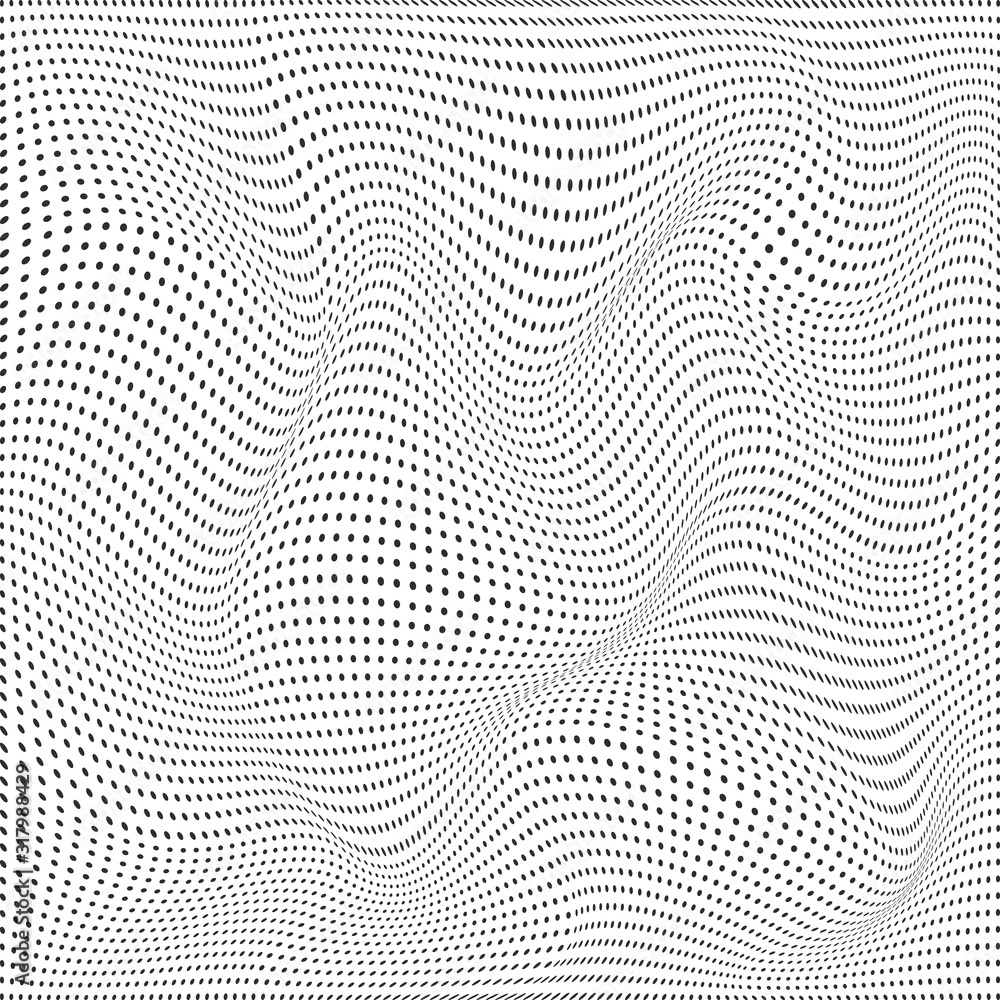 Poster abstract background wave of particles. surface of wave dots. vector