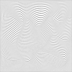 Abstract background wave of particles. Surface of wave dots. Vector