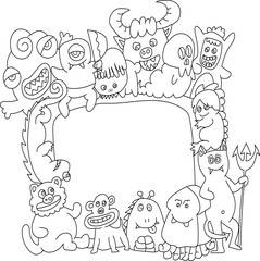 monsters, themes Standing in front of the board  background, illustration