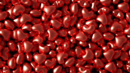 Beautiful golden background with hearts, Happy Valentine's Day! 3d illustration, 3d rendering.