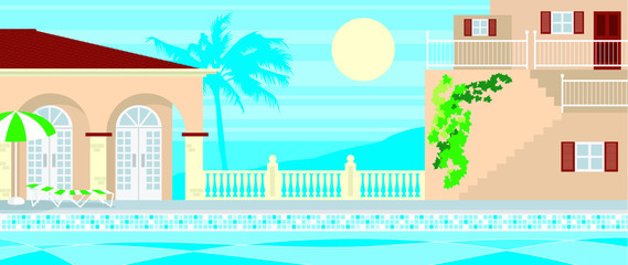 Obraz na płótnie Canvas villa and swimming pool