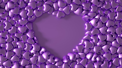 Big golden heart, beautiful Valentine's Day card background! 3d illustration, 3d rendering.