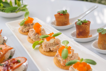 Spring rolls in white spoon