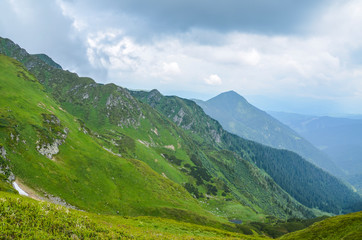 The rocky ridge in the Marmarosh Alps, the Romanian Carpathian border,Marmarosy region,Transcarpathia, Ukraine.