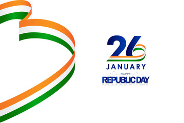 India Republic Day For Celebrate With Ribbon, Tricolor Flag, and Elegant Background