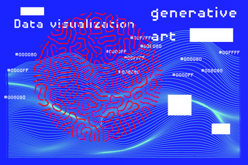 Abstract background with generative art elements. Futuristic and glitched shapes in cyberpunk style, Data visualization concept.