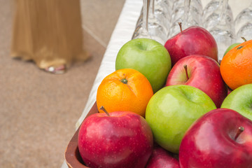 Organic apples in basket