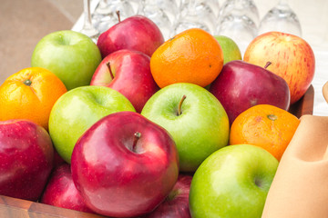 Organic apples in basket